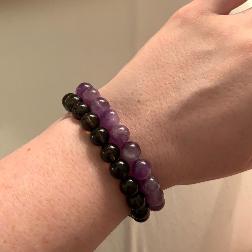 Reiki Charged Bracelets- Smoky Quartz and Amethyst